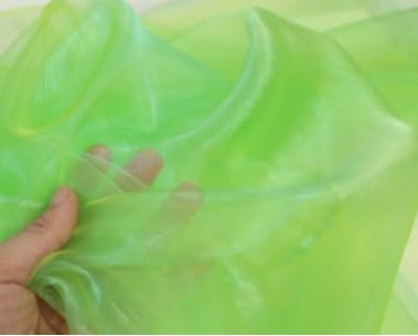 Two-Tone Iridescent Holographic Organza Fabric - 11 Yards | Lightweight Sheer Gauze Voile Tulle | for Dresses, Party Decor, DIY Crafts, Shiny Backdrops(Shimmery Light Green-Yellow)