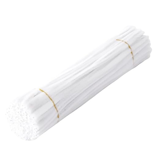 100 Pieces Pipe Cleaners Chenille Stem, Solid White Color Pipe Cleaners Set for Pipe Cleaners DIY Arts Crafts Decorations, Chenille Stems Pipe Cleaners (White)