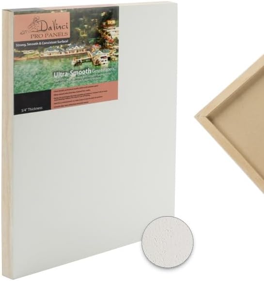 DaVinci Wood Panel Pro Ultra Smooth Gesso Panels 3/4inch Panel (Single) 18*24inch - 4 Pack