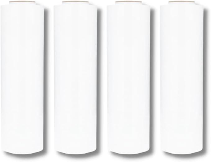 PSBM White Stretch Wrap, 15 Inch x 1476 Feet, 4 Pack, Tinted Pre-Stretched Shrink Wrap Film for Moving, Packaging, Pallet Wrapping