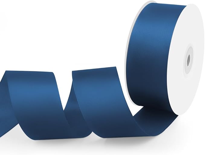 1-1/2" Width x 50 Yards Satin Fabric Ribbon, Navy Blue Ribbon Perfect for DIY Bows, Swags, Gift Wrapping, Craft, Flower Bouquet，Christmas and Party Decoration