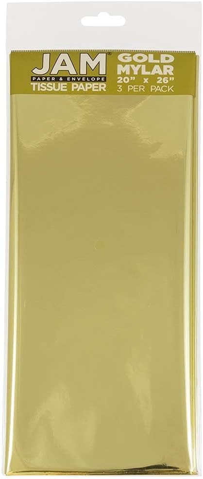 JAM PAPER Tissue Paper - Gold Mylar - 3 Sheets/Pack