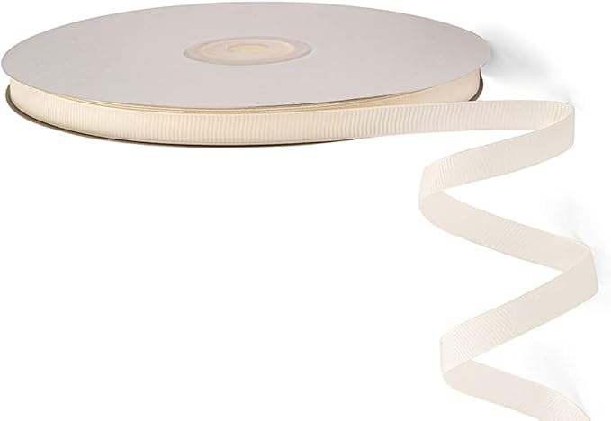 LIUYAXI 1/4" X 50 Yards Solid Ivory/Cream Grosgrain Ribbon, Perfect for Crafts, Wedding Decor, DIY Hair Accessories, Sewing, Gift Package Wrapping and More