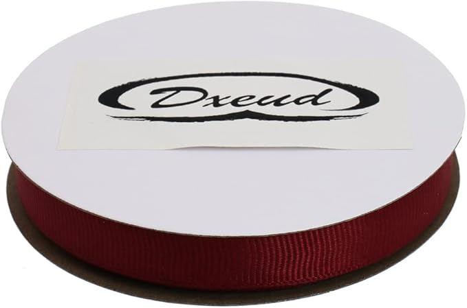 Solid Grosgrain Ribbon 25 Yard Each Roll 100% Polyester Woven Edge (3/8", Dark Red)