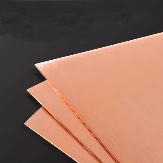 4 Pcs 99.9% Pure Copper Sheet Metal, 6" x 6", 20 Gauge(0.8mm) Thickness, Double Sided Film Attached Copper Sheets Plates for Crafting, Modelers, Jewelry, Repairs, Electrical