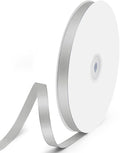 3/8" x 100 Yards Satin Ribbon - Silver Silk Ribbon with Spool - Ideal for Gift Wrapping, Floral Bouquets, Crafts, Wedding Party Decorations, Christmas and Sewing Projects