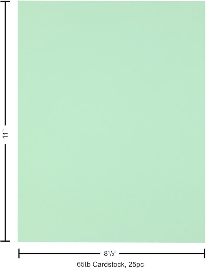 PA Paper Accents Stash Builder Cardstock 8.5" x 11" Tranquil, 65lb colored cardstock paper for card making, scrapbooking, printing, quilling and crafts, 25 piece pack