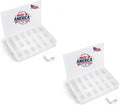 2PACK Embroidery Floss Organizer Box with 50 Cardboard Bobbins - 17 Compartments Clear embroidery thread and Beads organizer box, Snap-Tight Clear Sewing Organizer - Jewelry Bead Holder (Made in USA)