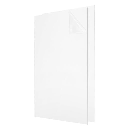 uxcell 2Pcs Acrylic Sheets 12x8 Inch Acrylic Panel 1/8 Inch-3mm Plastic Board for Picture Frames Sign Holders DIY Display Projects Craft, White