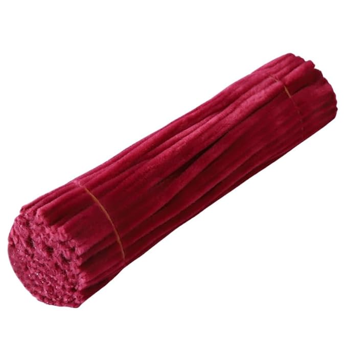 100 Pieces Pipe Cleaners Chenille Stem, Burgundy Color Pipe Cleaners Set for Pipe Cleaners Christmas DIY Arts Crafts Decorations, Chenille Stems Pipe Cleaners (Burgundy)