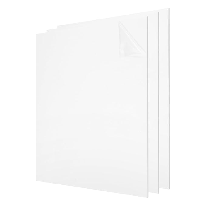 uxcell 3Pcs Acrylic Sheets 8x8 Inch Acrylic Panel 1/8 Inch-3mm Plastic Board for Picture Frames Sign Holders DIY Display Projects Craft, White
