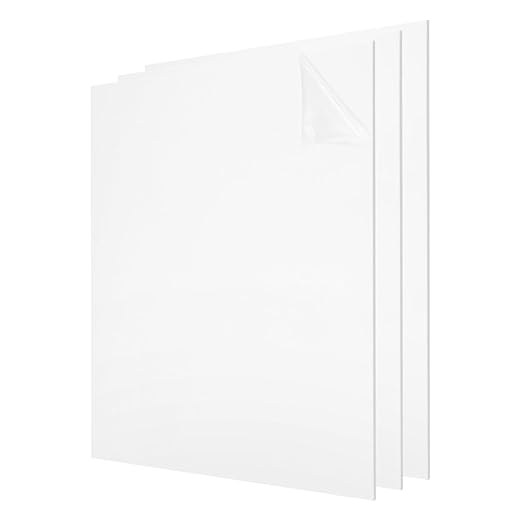 uxcell 3Pcs Acrylic Sheets 12x12 Inch Acrylic Panel 1/8 Inch-3mm Plastic Board for Picture Frames Sign Holders DIY Display Projects Craft, White