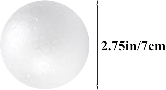 Crafjie Craft Foam Balls 2.75 Inches in Diameter 12-Pack, Smooth Polystyrenets Foam Ball, for Decoration Household School Projects DIY Arts and Craft, White