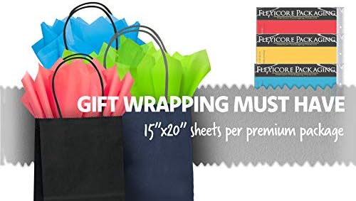 Flexicore Packaging Tangerine Orange Pin Stripe Print Gift Wrap Tissue Paper Size: 15 Inch X 20 Inch | Count: 50 Sheets | Color: Tangerine Pin Stripe