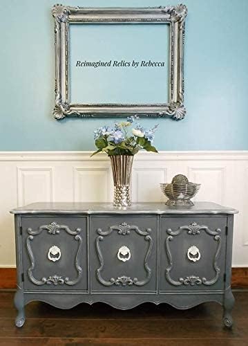 Chalky Chicks All-in-One Chalk Paint for Furniture or Cabinet - 16Fl Oz- Matte Finish Nailed It (Blueish Gray) for Metal, Wood Furniture Paint - No Sanding All-in-One for Home Decor & Crafts, USA Made