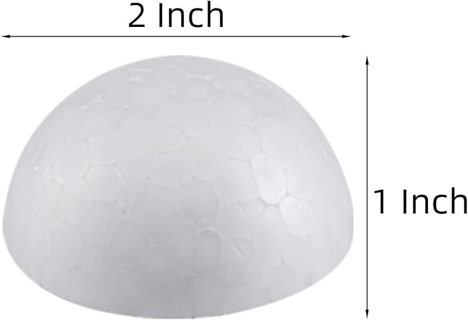 Crafjie 22PCS 2 Inchs White Foam Balls Half Round Polystyrene Half Foam Balls Craft Supplies Hemispherical Christmas Craft Ballfor DIY Home Craft Project and Art Decoration