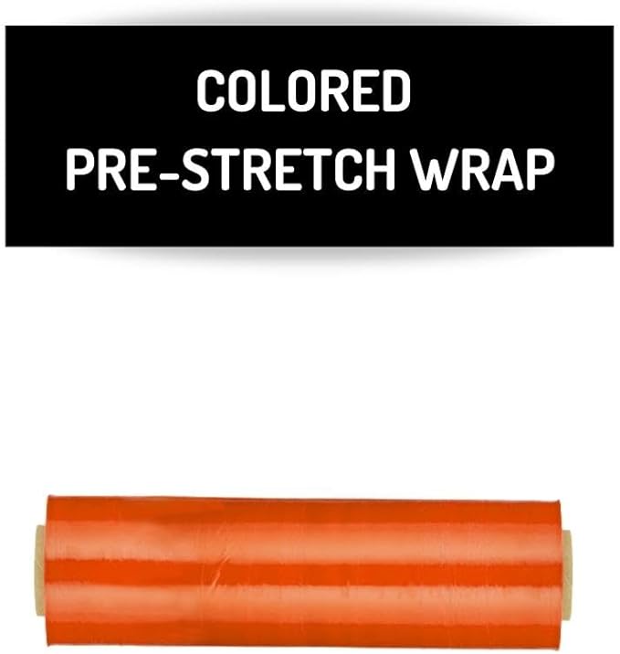 PSBM Orange Stretch Wrap, 15 Inch x 1476 Feet, 72 Pack, Tinted Pre-Stretched Shrink Wrap Film for Moving, Packaging, Pallet Wrapping