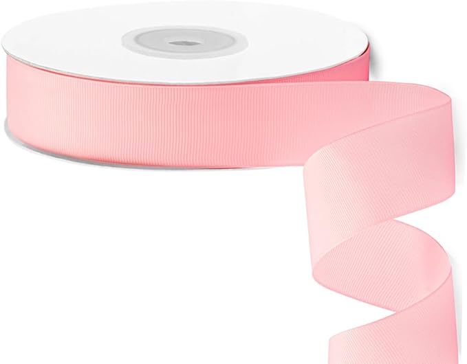 LIUYAXI 1" X 50 Yards Solid Pink Grosgrain Ribbon, Perfect for Crafts, Wedding Decor, DIY Hair Accessories, Sewing, Gift Package Wrapping and More