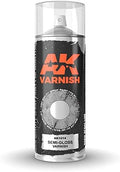 AK-Interactive Semi-Gloss Varnish - Spray 400ml Includes 2 Nozzles 1014 - Model Building Paints and Tools # AK014
