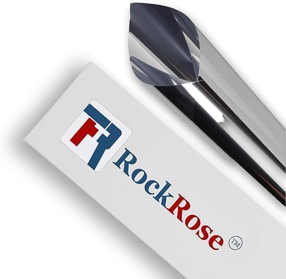 Rockrose Professional Window Tint for Home – One Way Privacy Window Film for Home Offices Heat Blocker Reflective Adhesive Mirror Tint with 99% UV Block – Silver 24in x 100FT