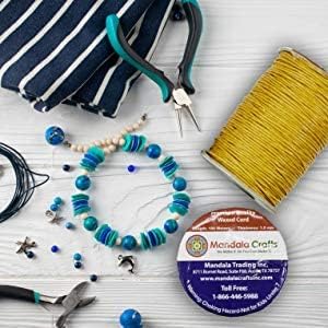 Mandala Crafts 1.5mm 109 Yards Teal Cotton Waxed Cord for Jewelry Making Bracelet Cord Waxed String - Beading String Thread Jewelry Cords for Necklaces String