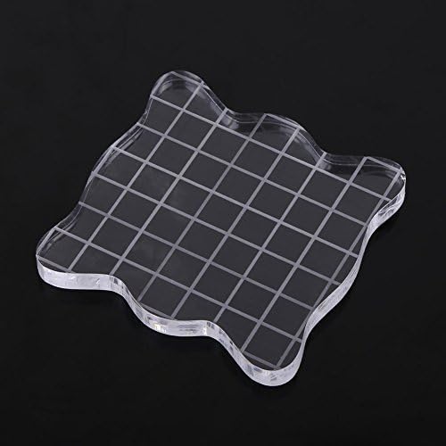 1PC Acrylic Stamp Blocks with Grid Lines, Transparent with Curve Edges Essential Stamping Tools for Scrapbooking Crafts Making (7.5x7.5cm)