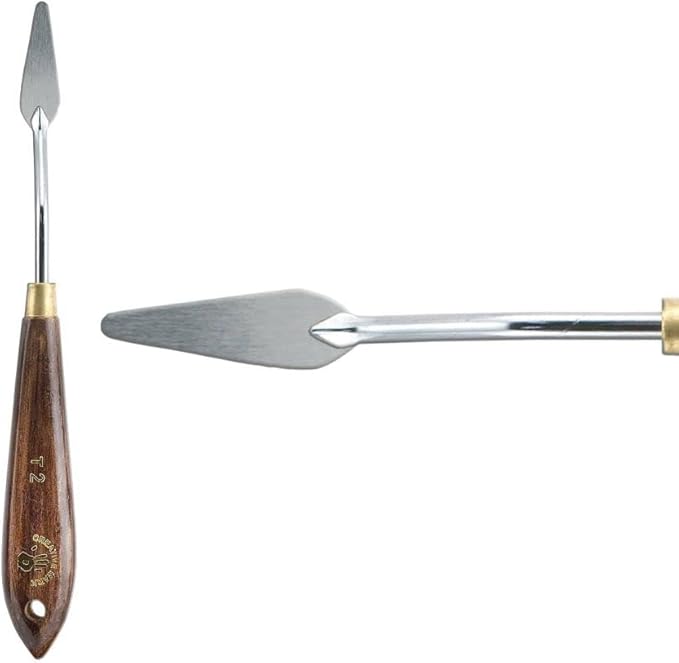 Creative Mark Stainless Steel Palette Knife Painting Tools - Paint Palette with Wooden Handle - Variety of Shapes and Sizes - 2T, 1-3/8 in