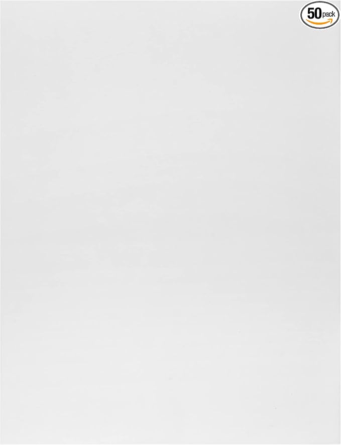 Quotidian White Flat US Letter Translucent Vellum Paper Printable Sheets 8.5" x 11" (21.6 x 27.9cm) Pack of 50 - Sketching Drawing Drafting Tracing