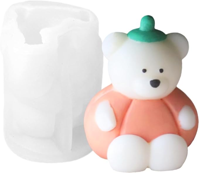Halloween Pumpkin Cartoon Bear Silicone Candle Mold 3D Cute Resin Gypsum Ice Cube Baking Mold Bedroom Decor Birthday Party Gifts Wedding Souvenirs