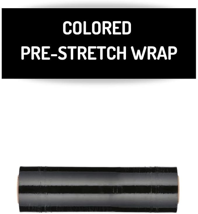 PSBM Black Stretch Wrap, 15 Inch x 1476 Feet, 144 Pack, Tinted Pre-Stretched Shrink Wrap Film for Moving, Packaging, Pallet Wrapping