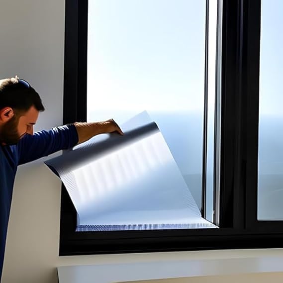 Rockrose Professional Window Tint for Home – One Way Privacy Window Film for Home Offices Heat Blocker Reflective Adhesive Mirror Tint with 99% UV Block – Silver 24in x 100FT