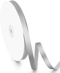 3/8" Width x 100 Yards Satin Ribbon, Small Silver Ribbon Perfect for DIY Craft, Bows, Gift Wrapping, Flower Bouquet, Valentine's Day, Christmas and Party Decoration
