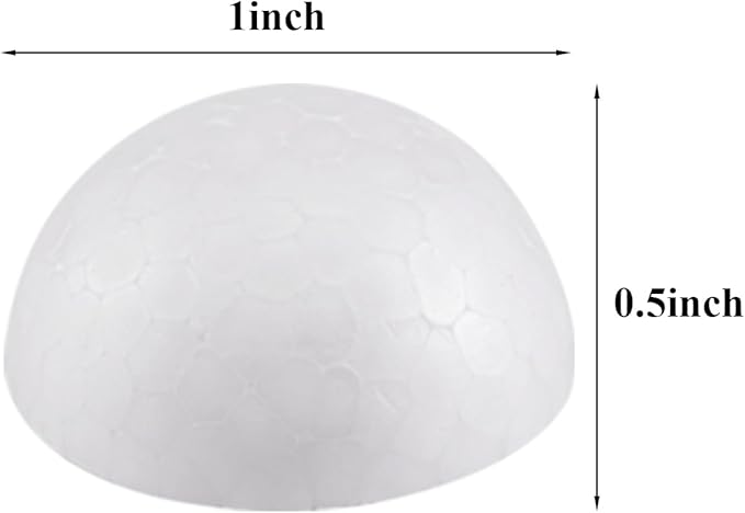 Crafjie 150PCS 1 Inchs Half Foam Balls White Half Round Polystyrene Foam Balls Craft Supplies Hemispherical Christmas Craft Ballfor DIY Home Craft Project and Art Decoration