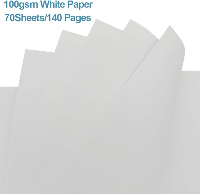 A5 Blank Notebook - 70 Sheets/140 Pages Blank Paper Notebook, 100 GSM Thick White Paper, 5.8" x 8.3" Spiral Blank Journal, Blue Watercolor