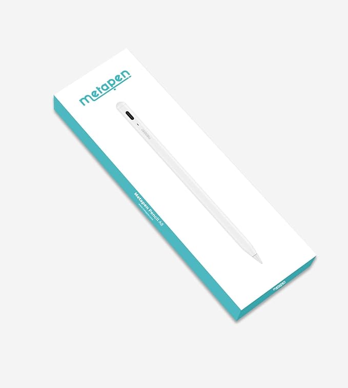 Metapen Pencil A8 for Apple iPad 2018-2025, (2X Faster Charge), Tilt Sensitivity, Pixel Precision, Stylus Pen for iPad 11/10/9/8/7/6th Gen, Pro 12.9/11/13-inch M4, Air 3/4/5/M2/M3, Mini 5/6th, White
