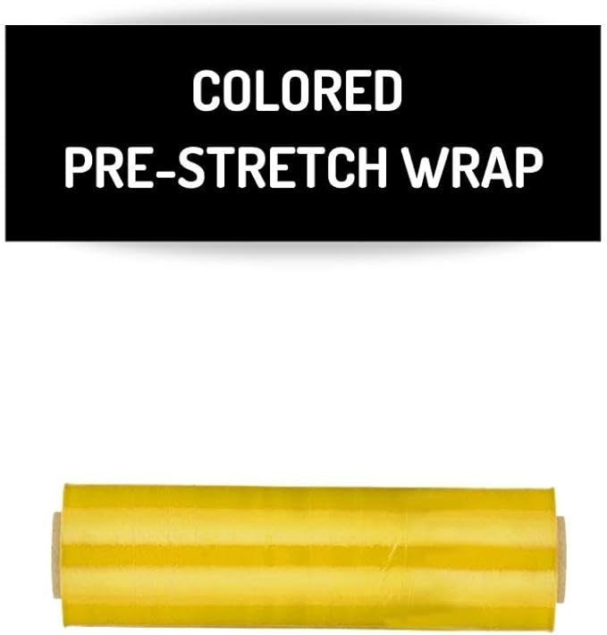 PSBM Yellow Stretch Wrap, 15 Inch x 1476 Feet, 4 Pack, Tinted Pre-Stretched Shrink Wrap Film for Moving, Packaging, Pallet Wrapping