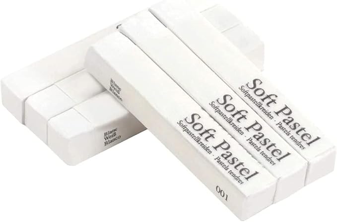 6pcs Square White Soft Pastel Set, Professional Artist's Sketching Chalk Pastels Sticks Oil Painting Kit Art Crayons Non Toxic Individual Color Drawing Soft Pastels for Artist,Beginner
