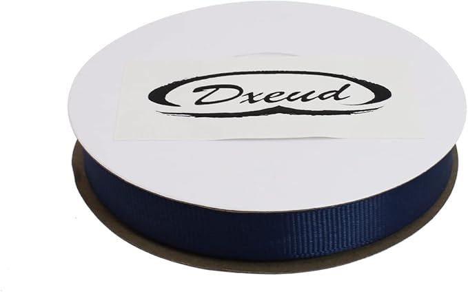 Solid Grosgrain Ribbon 25 Yard Each Roll 100% Polyester Woven Edge (3/8", Dark Blue)
