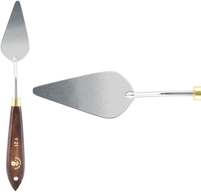 Creative Mark Stainless Steel Palette Knife Painting Tools - Paint Palette with Wooden Handle - Variety of Shapes and Sizes - 21T, 2-3/4 in