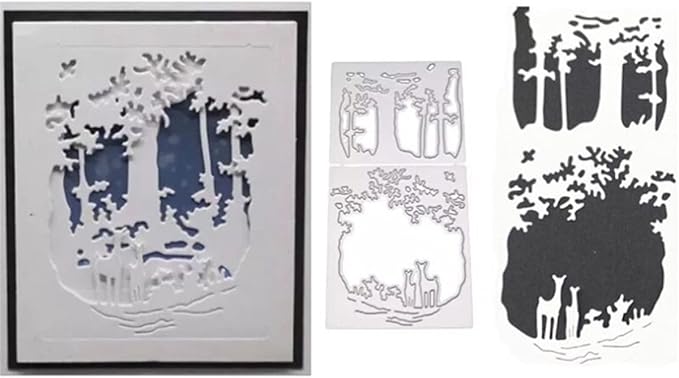 Metal Cutting Dies DIY Merry Christams Embossing Stencil Template Scrapbooking Card Making Mold Photo Album Arts Crafts Tools (Christmas deer-14x6.3cm)