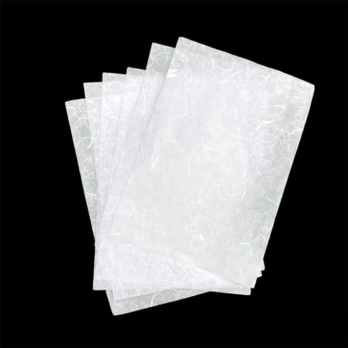 50 Sheets A4 Natural Fiber Mulberry Tree Mulberry Paper Sheets Art Tissue Washi Paper Design Craft Art Origami Suppliers Card Making DIY Crafts (White Color, A4)