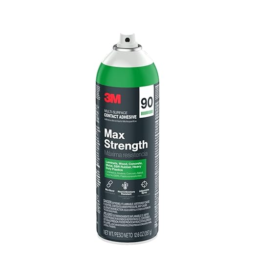 3M Max Strength 90 Multi-Surface Contact Adhesive, 12.6 oz., Low VOC, Max Bond, Heat & Water Resistant, Adjstable Spray for Metal, Wood, Plastics, Laminates, and Concrete (99-NAT)
