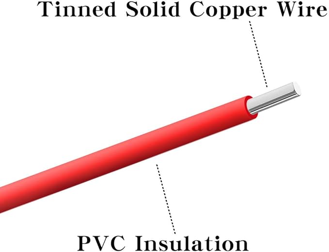 BNTECHGO 22 Gauge PVC 1007 Solid Electric Wire Red and Black Each 100 ft 22 AWG 1007 Hook Up Tinned Copper Wire