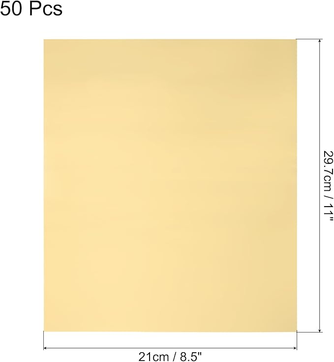 MECCANIXITY 50 Pack Toner Reactive Foil ,Deco Foil Transfer Sheets 8.5"x11" A4 Hot Foil Paper for Laser Printer Scrapbooking Heat Transfer DIY Craft,Matte Gold