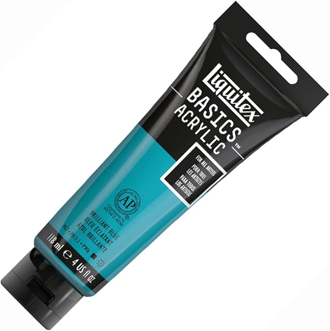 Liquitex BASICS Acrylic Paint, 118ml (4-oz) Tube, Brilliant Blue