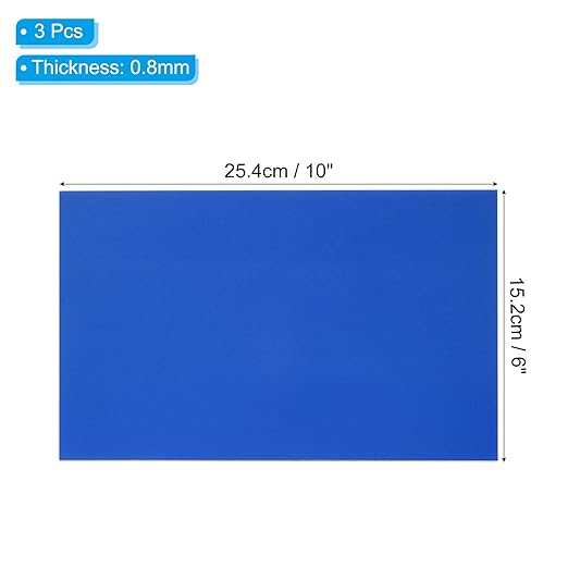 PATIKIL 6x10 Inch Anodized Aluminum Sheet Metal, 3Pcs Laser Plates Engraving Blanks 0.5MM Thin Rectangle for Crafting DIY House Laser Engraving, Blue