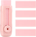 EooUooIP 4+1 Pack Rubber Pink Erasers Sliding Retractable Eraser, Large Pink Erasers, Soft Cute Eraser, Large Pencil Eraser for School Office Art Drawing Pencil Eraser for Kids