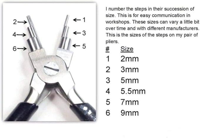 Cynamed German Stainless- 6 in 1 Bail Making Pliers Wire Looping Forming Pliers with Non-Slip Comfort Grip Handle for 2mm to 9mm Loops and Jump Rings-Heavy Duty