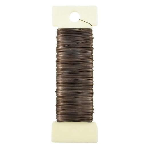 HAHIYO 26Gauge Coffee Color Metal Floral Wire - 1 Roll, 38 Yards (115 Feet) - Flexible Paddle Wire for Craft, Christmas Wreath, Flower Arrangement, Bouquet Wrapping, Wedding, DIY