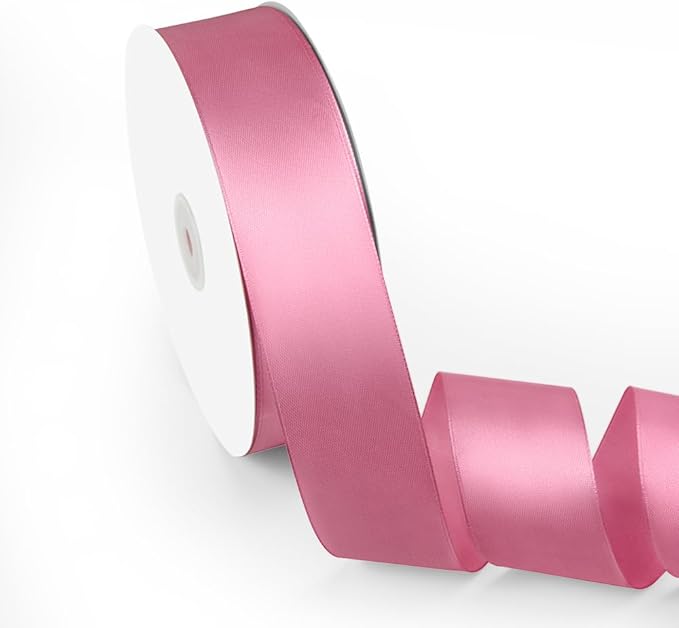 1-1/2" x 100 Yards Satin Ribbon - Wide Silk Rose Gold Ribbon with Spool - Ideal for Gift Wrapping, Floral Bouquets, Crafts, Wedding Party Decorations, Christmas and Sewing Projects